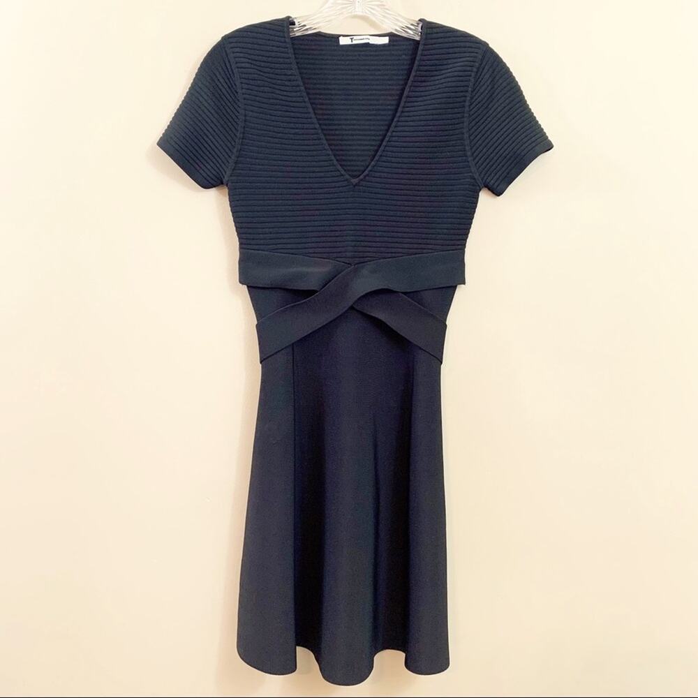 T Alexander Wang Bandage Short Sleeve Black Fit & Flare Mini Dress